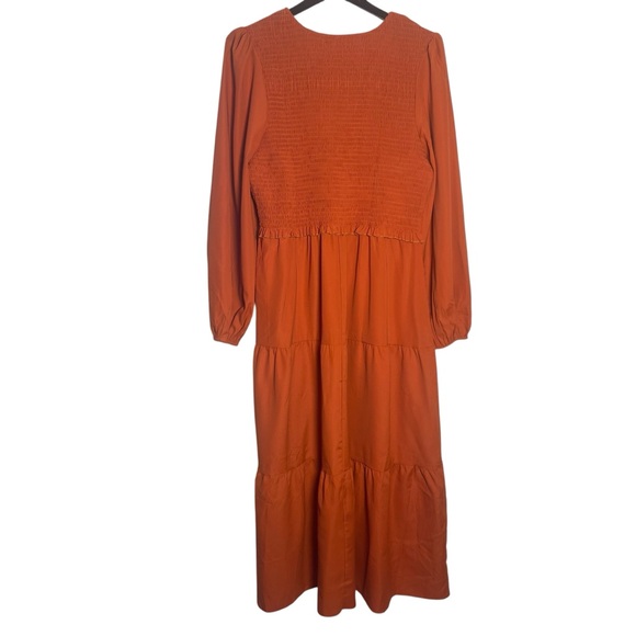 Brown and Orange Pleated Long Sleeve Sundress‎ NWT - Picture 5 of 6